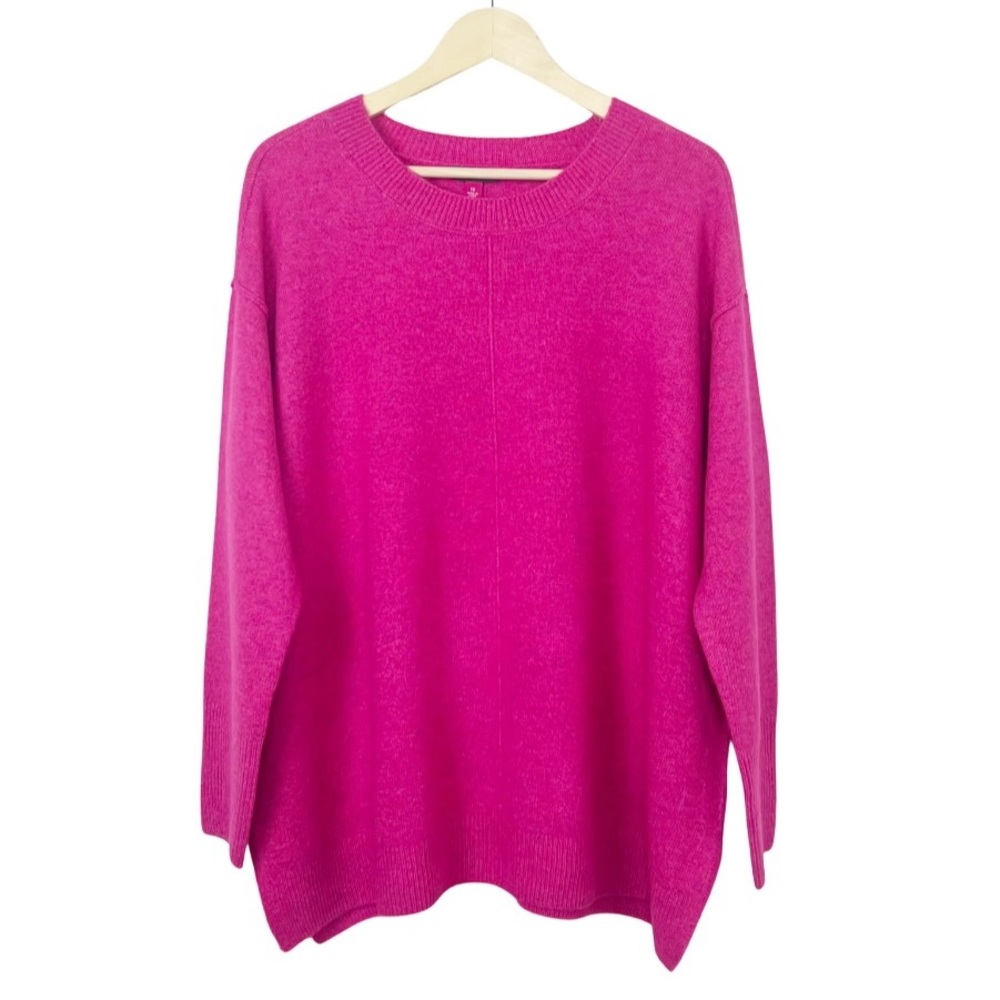 Vince Camuto Drop Shoulder Ribbed-Edge Sweater Pink 1X NWT